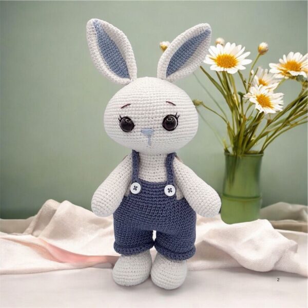 Conejo de Pascua Azul de Crochet con Overoles | Albi