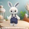 Conejo de Pascua Azul de Crochet con Overoles | Albi