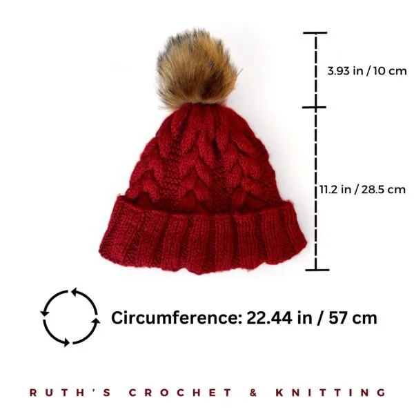Gorro con pompom de piel sintética, trenzado - Imagen 2