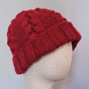 Handmade Knitted Winter Skull Cap Beanie with Braid