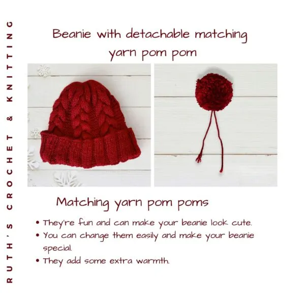 Gorro con pompón de hilo, trenzado - Imagen 5