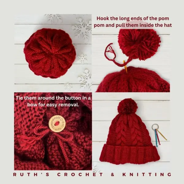 Gorro con pompón de hilo, trenzado - Imagen 4