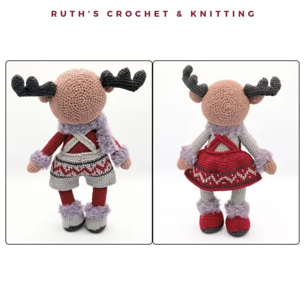 Christmas Crochet Reindeer Doll Set - Boy & Girl - Image 7