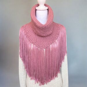 Fringe Boho Crochet Cowl Scarf for Women