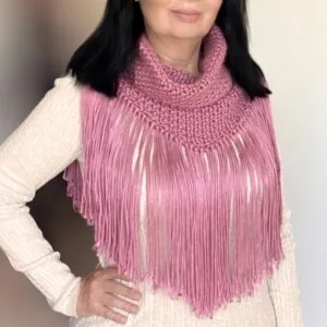 Cuello Bufanda con Flecos Boho de Crochet para Mujer