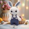 Crochet Amigurumi Blue Easter Bunny with Overalls | Albi