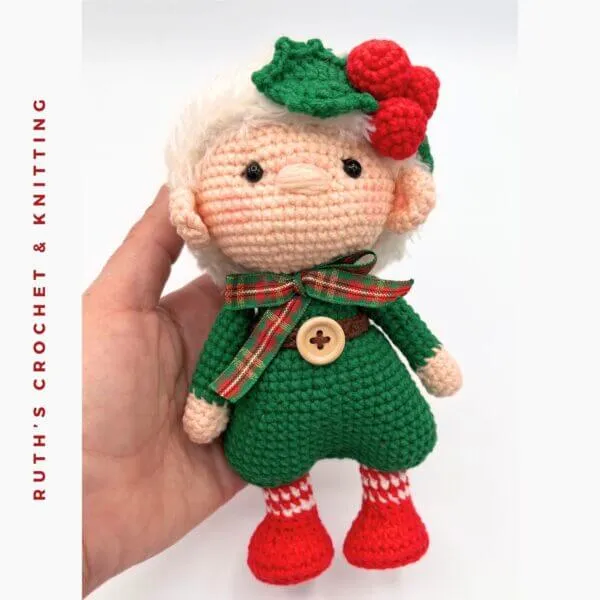 Handmade Christmas Gnome Boy Amigurumi Doll - Image 3