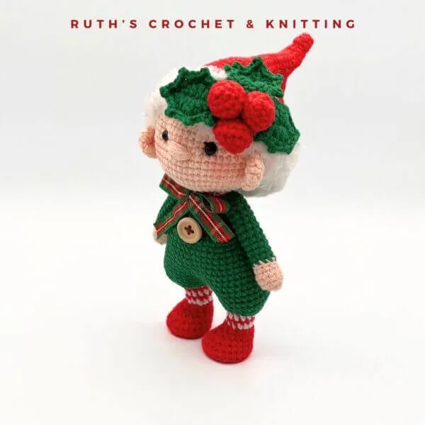 Handmade Christmas Gnome Boy Amigurumi Doll - Image 10