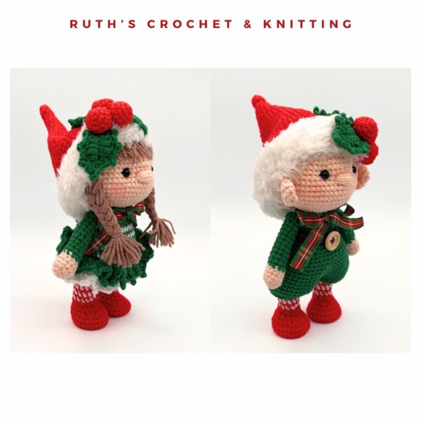 Crochet Christmas Gnome Set – Boy and Girl Dolls - Image 3