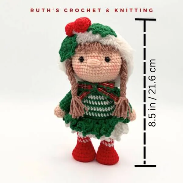 Handmade Christmas Gnome Girl Amigurumi Doll - Image 2