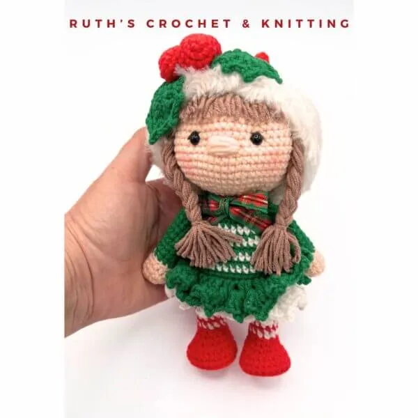 Handmade Christmas Gnome Girl Amigurumi Doll - Image 3