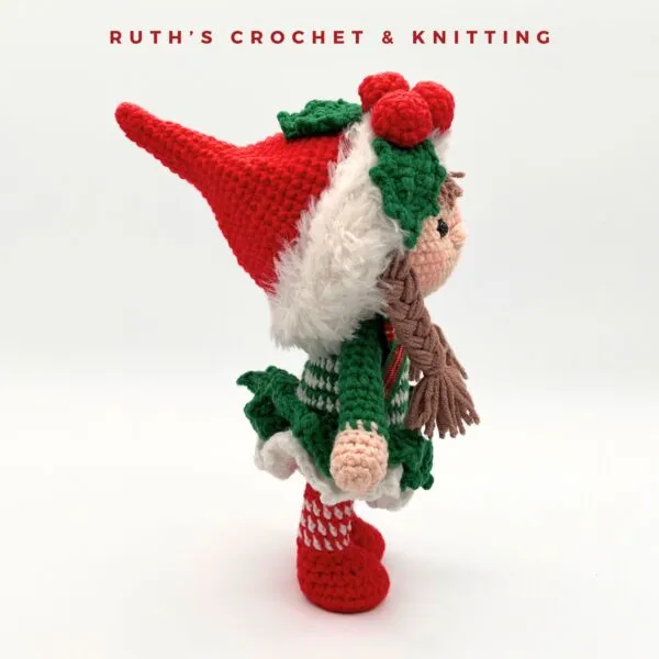 Handmade Christmas Gnome Girl Amigurumi Doll - Image 5