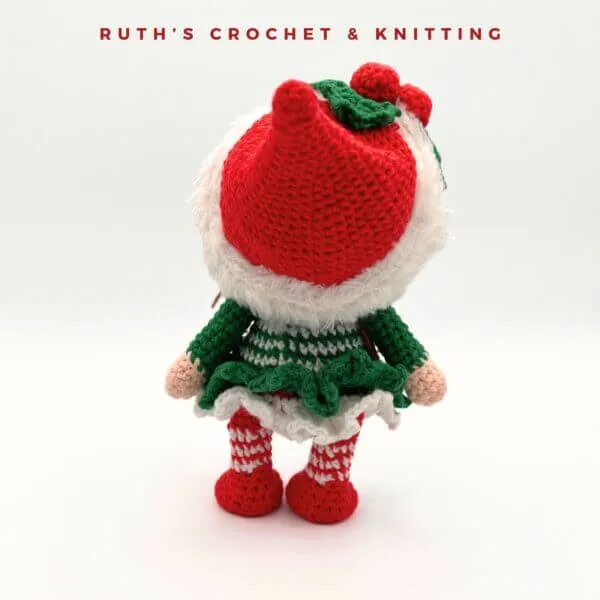 Handmade Christmas Gnome Girl Amigurumi Doll - Image 7