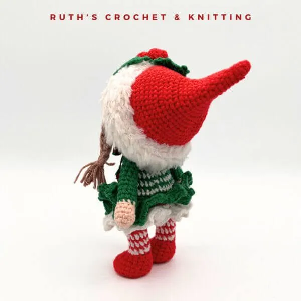 Handmade Christmas Gnome Girl Amigurumi Doll - Image 8