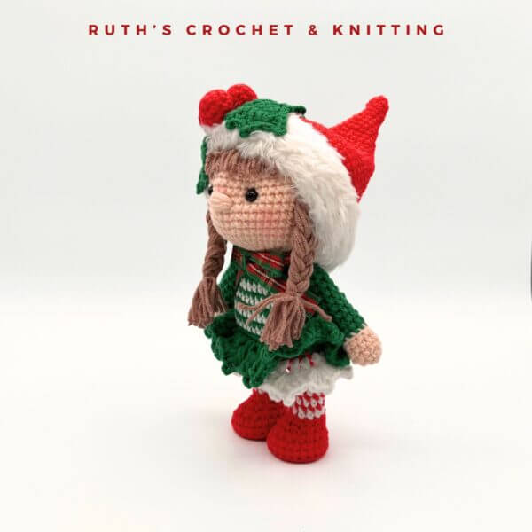 Amigurumi Niña Gnomo Navideño Hecha a Mano - Imagen 10