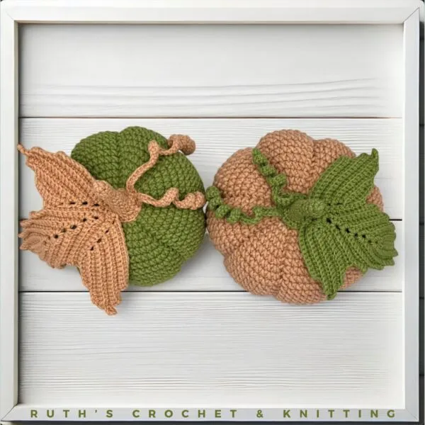 Crocheted Green & Beige Pumpkins Décor Set - Image 4