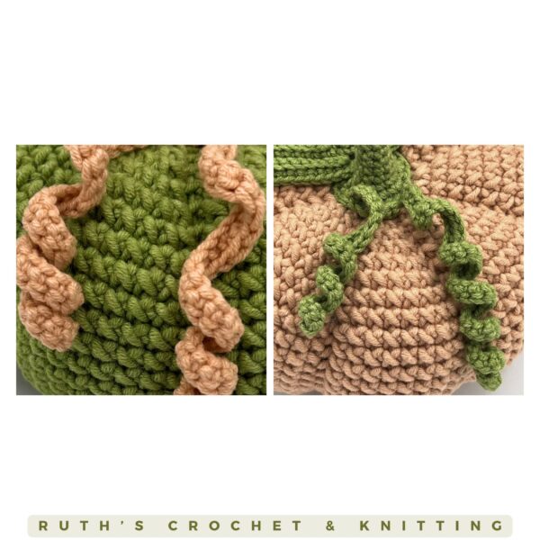 Crocheted Green & Beige Pumpkins Décor Set - Image 7