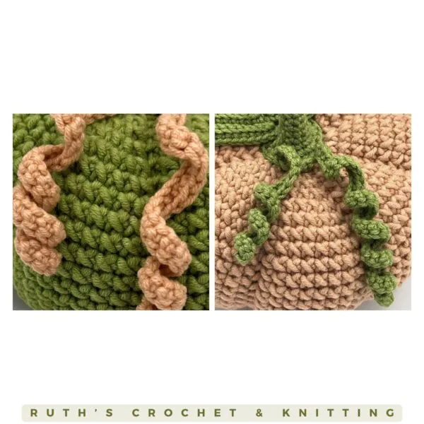 Crocheted Green & Beige Pumpkins Décor Set - Image 7
