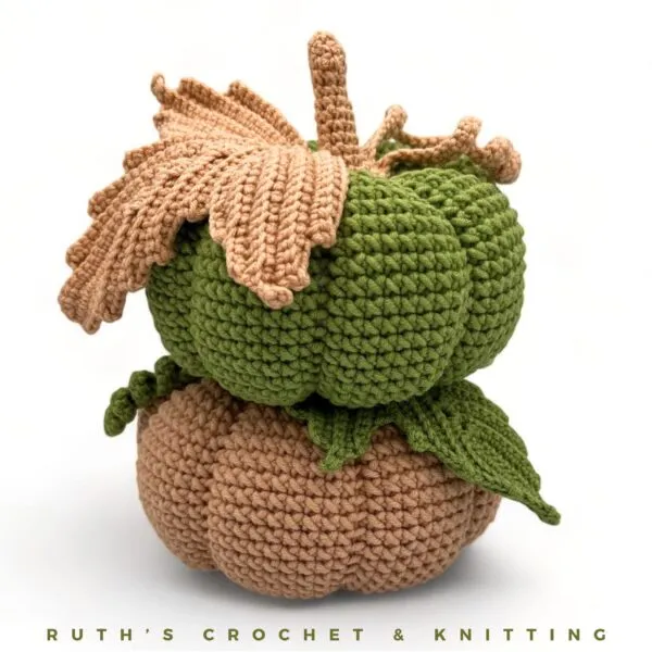Crocheted Green & Beige Pumpkins Décor Set - Image 10