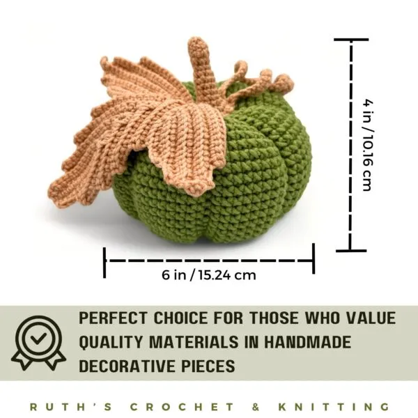 Calabaza Otoñal Verde Hecha a Mano para Mesa - Imagen 2