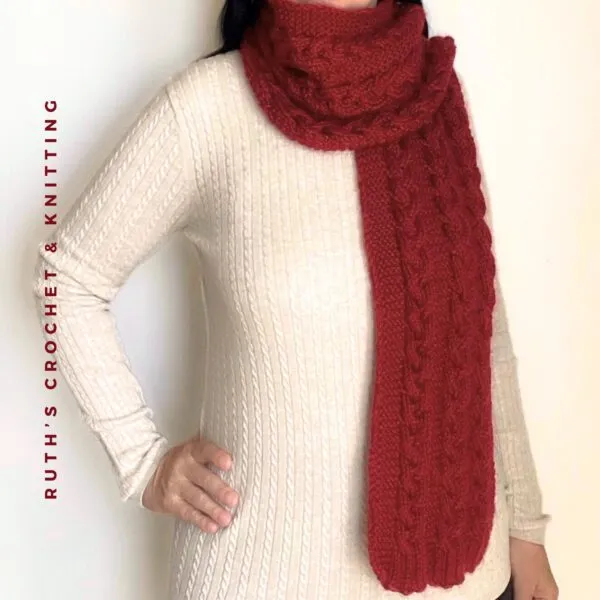Knitted Scarf with  Braids - Image 2