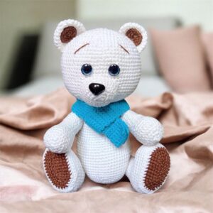 Handmade White Amigurumi Teddy Bear - Cozy Gift or Decoration