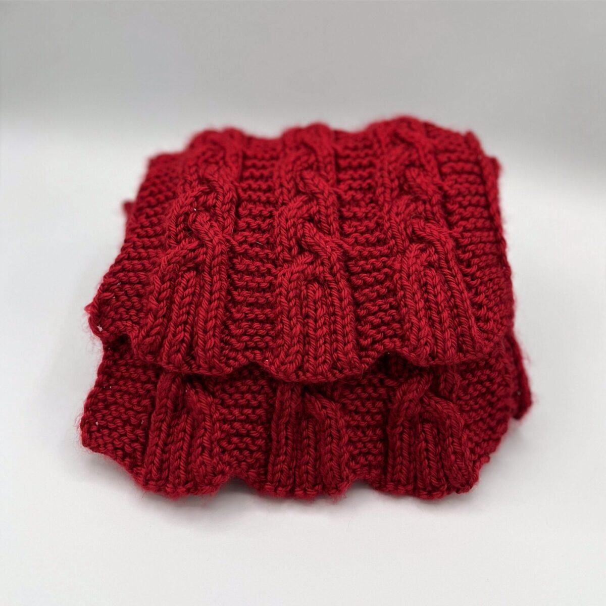 Cable Knit Braided Winter Scarf – Off White or Autumn Red – 8 x 63 in / 20 x 160 cm – Acrylic – Unisex Handmade Neck Wrap - Image 11
