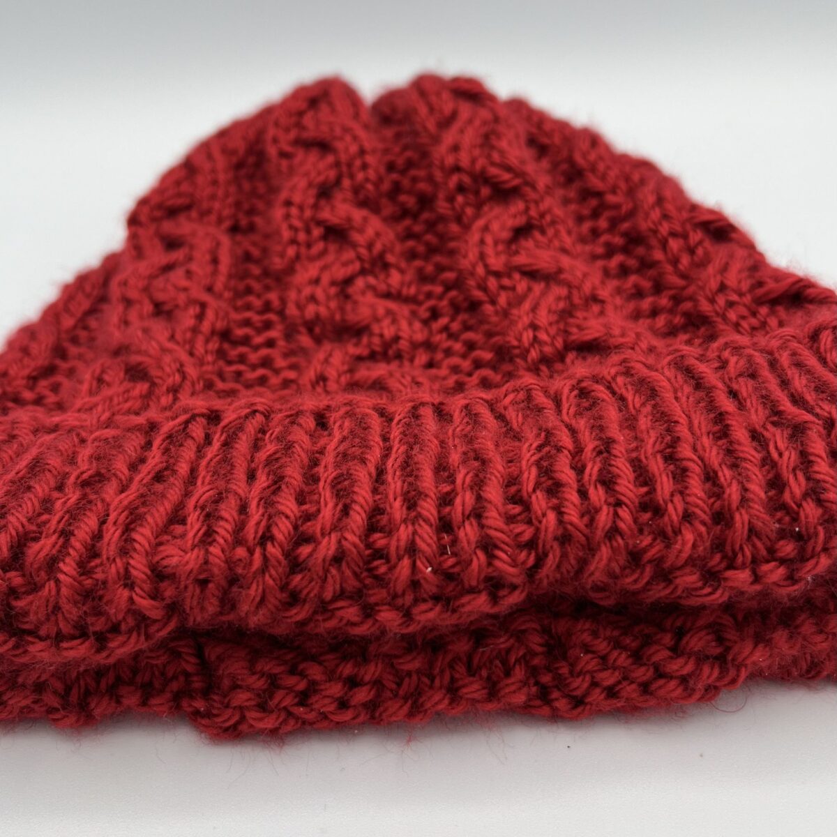 Cable Knit Braided Winter Beanie – Off White or Autumn Red – One Size – Acrylic – Unisex Handmade Knit Hat - Image 5