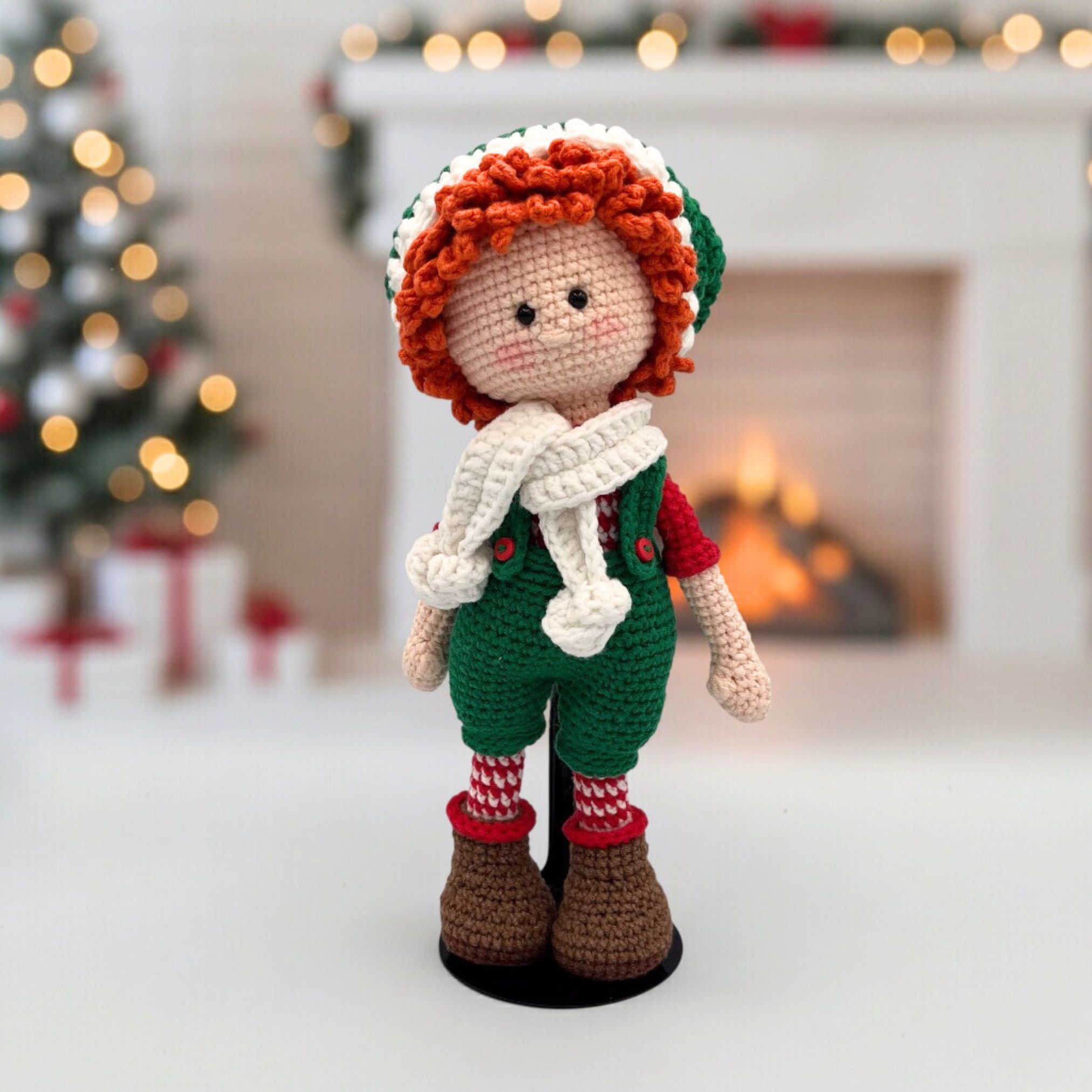 Elfo Navideño de Crochet – 23 cm / 9 in (excluyendo gorro) – Pareja o Individual (Niño y Niña) – Mezcla de Algodón – Decoración Navideña - Imagen 5