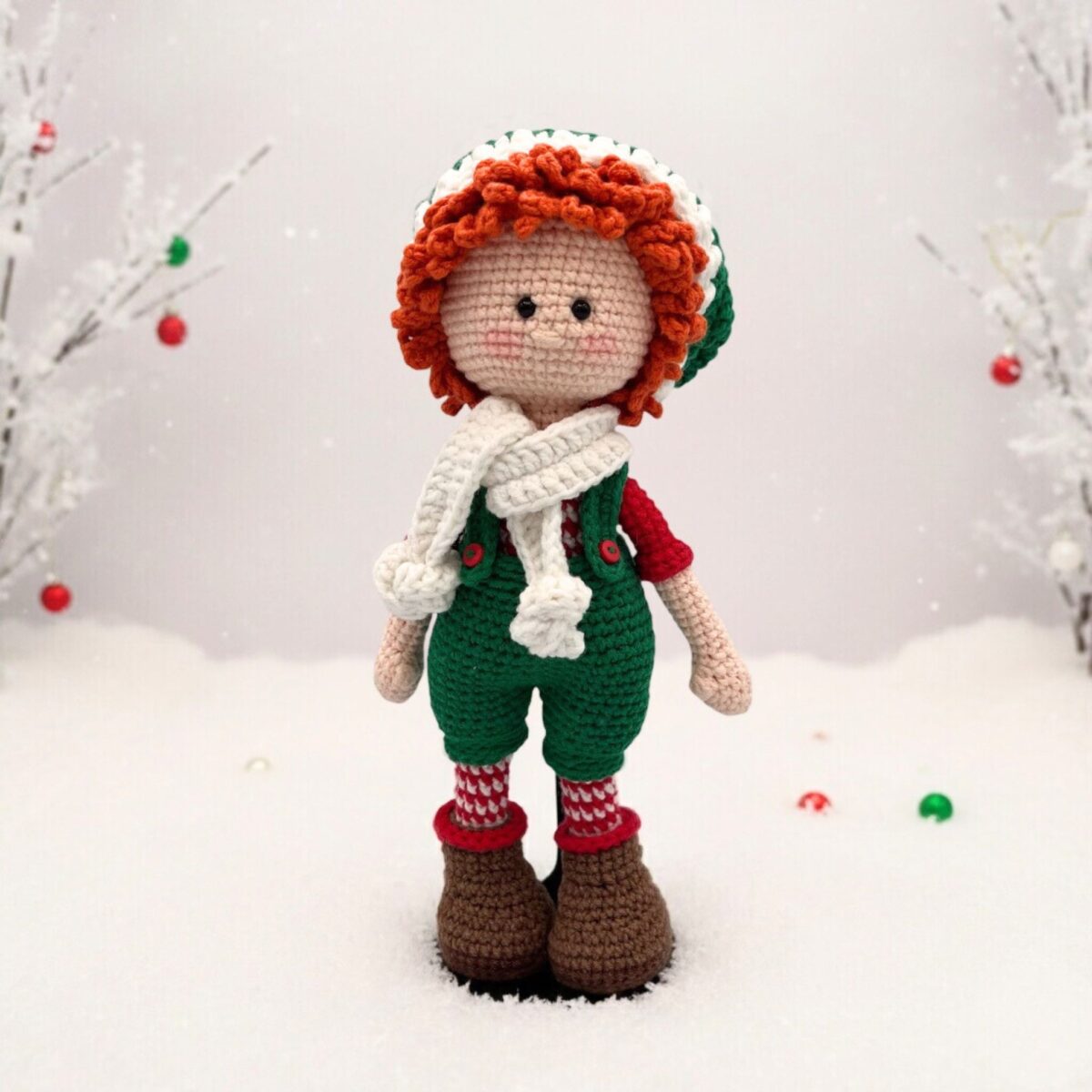 Crochet Christmas Elf Doll – 9 in / 23 cm (excluding hat) – Pair or Individual Boy & Girl - Cotton Blend – Christmas Decor - Image 7