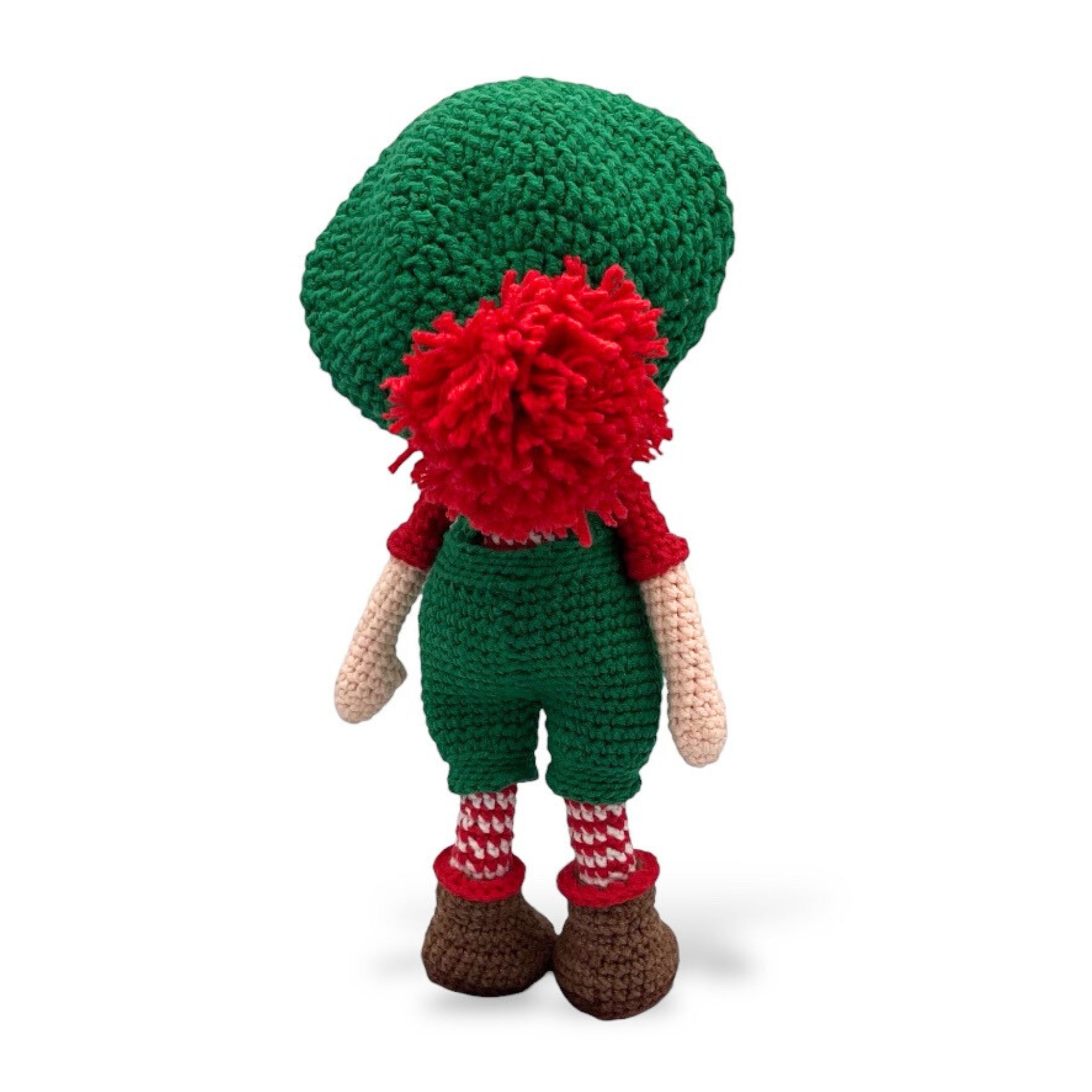 Muñeco Elfo Navideño de Crochet – 23 cm / 9 in (excluyendo gorro) – Mezcla de algodón – Decoración artesanal - Imagen 14
