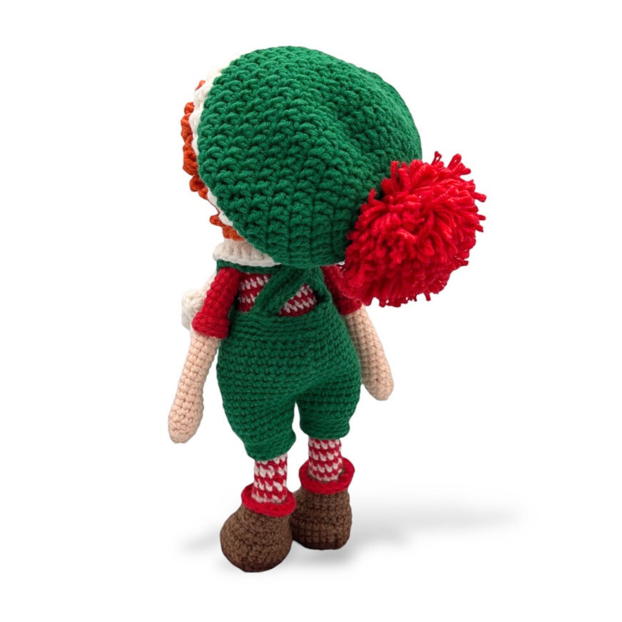 Muñeco Elfo Navideño de Crochet – 23 cm / 9 in (excluyendo gorro) – Mezcla de algodón – Decoración artesanal - Imagen 15