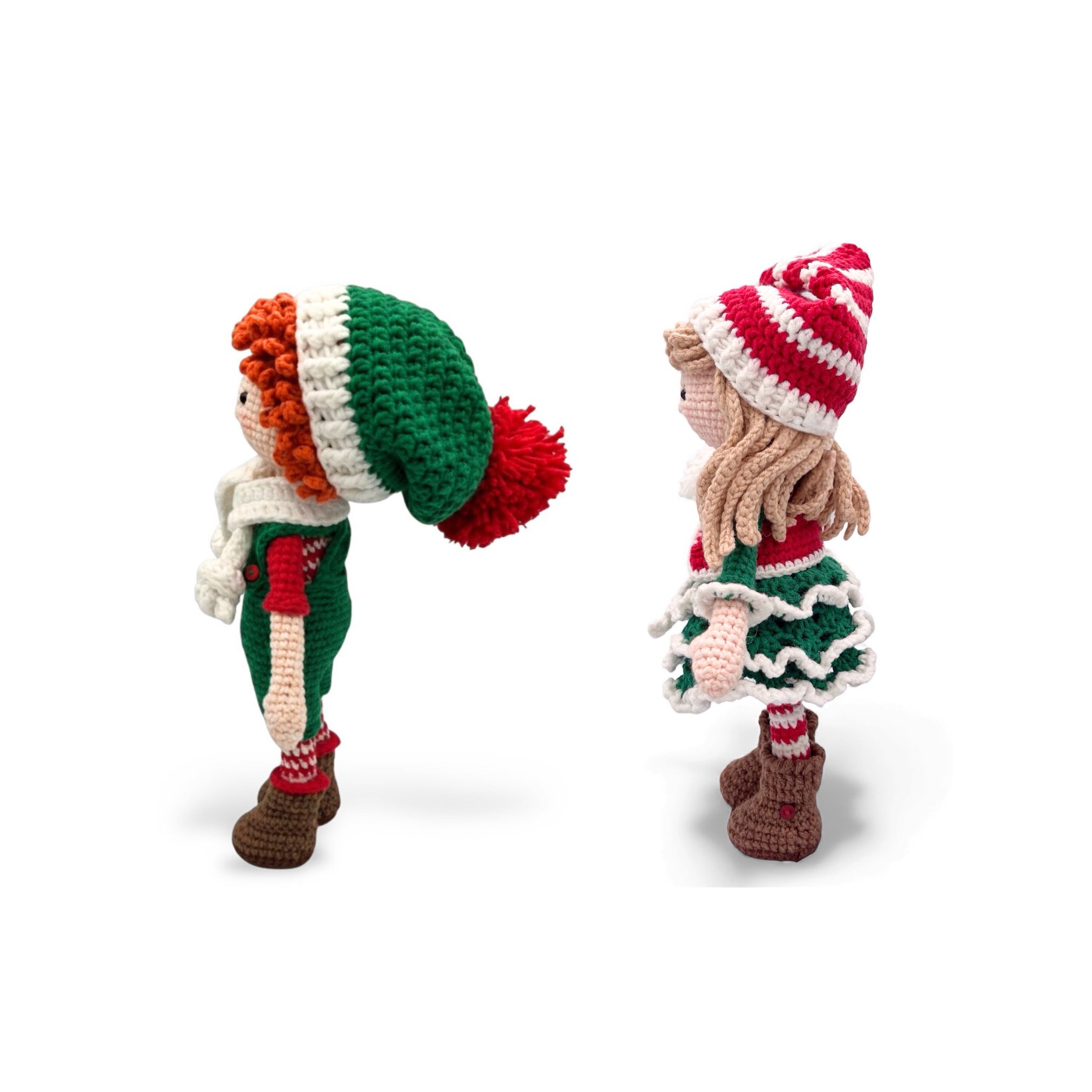 Elfo Navideño de Crochet – 23 cm / 9 in (excluyendo gorro) – Pareja o Individual (Niño y Niña) – Mezcla de Algodón – Decoración Navideña - Imagen 18