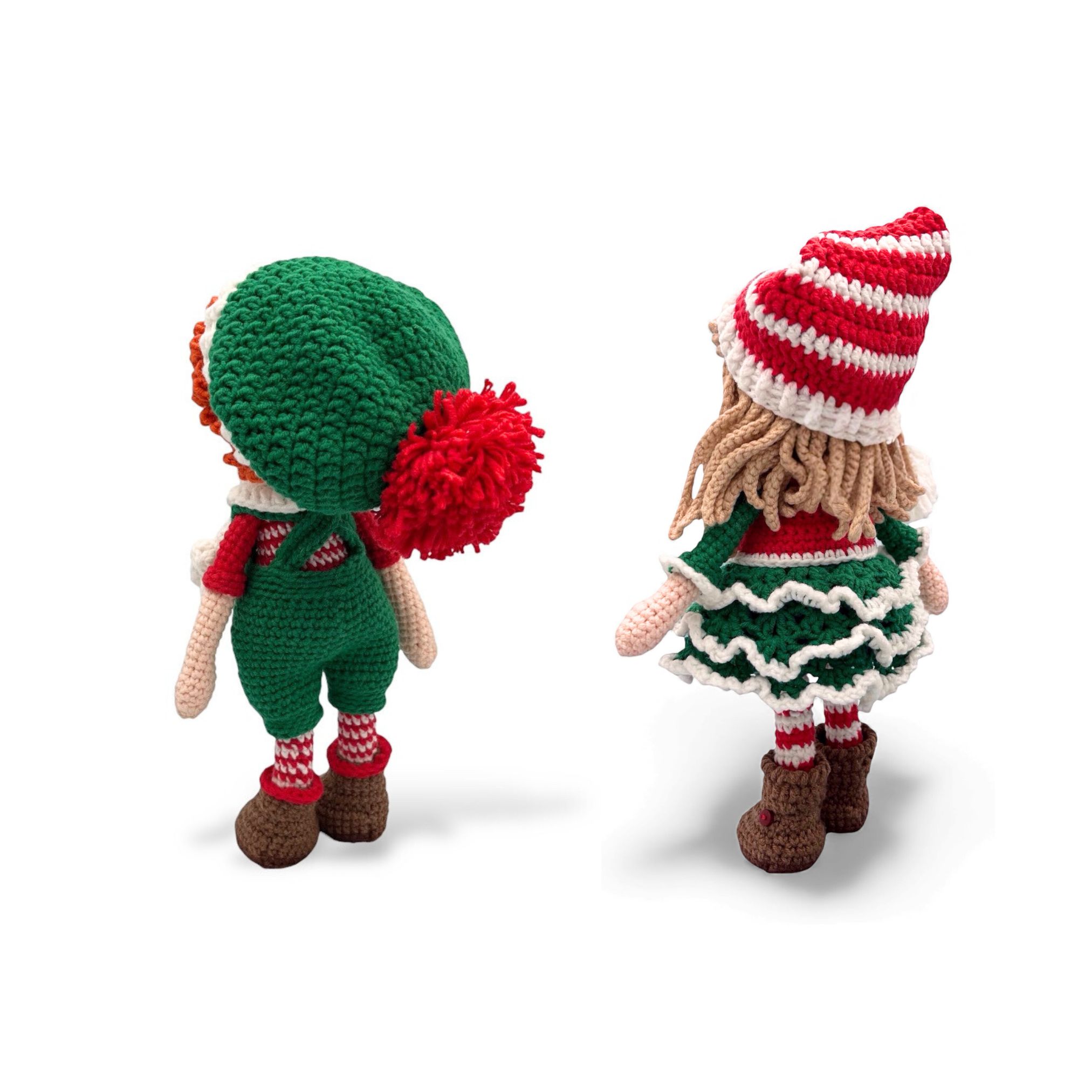Elfo Navideño de Crochet – 23 cm / 9 in (excluyendo gorro) – Pareja o Individual (Niño y Niña) – Mezcla de Algodón – Decoración Navideña - Imagen 17