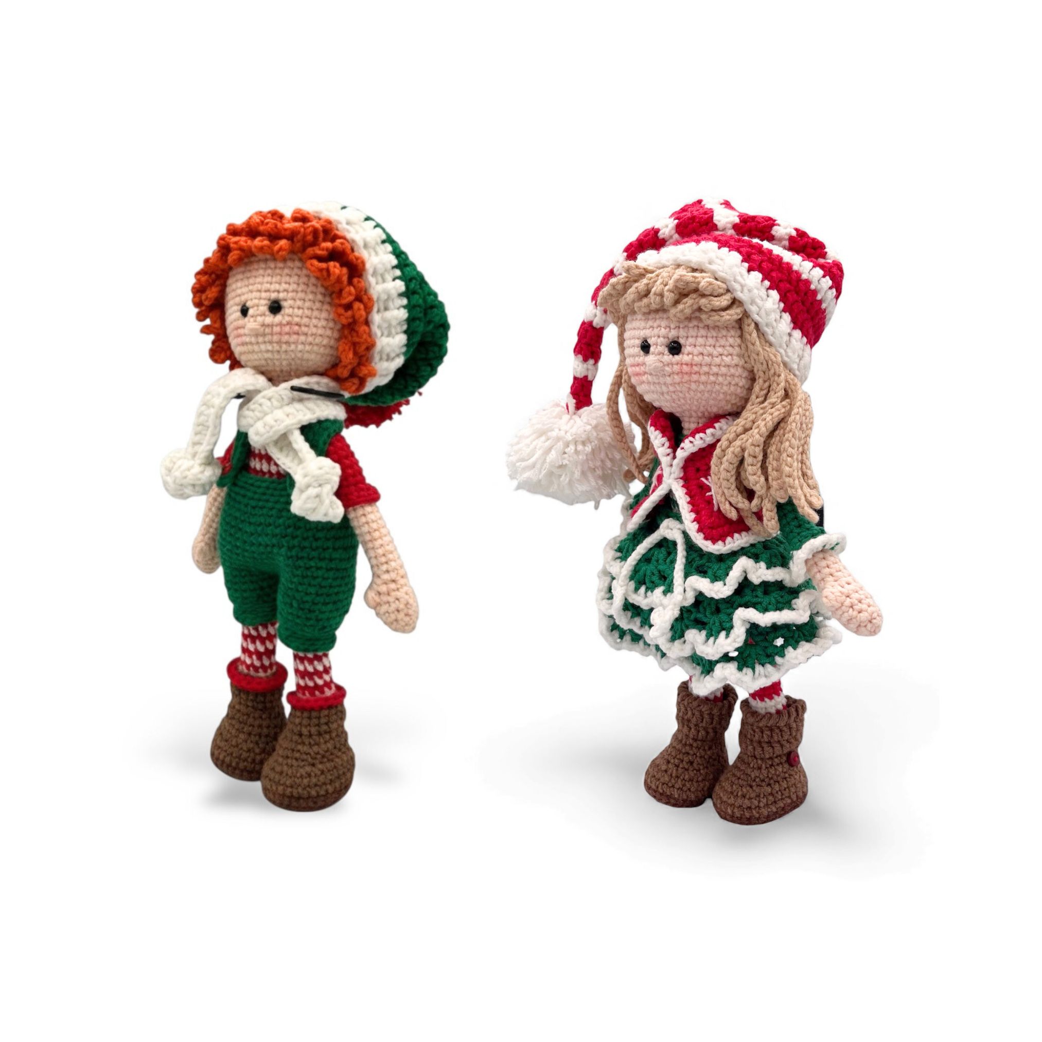 Elfo Navideño de Crochet – 23 cm / 9 in (excluyendo gorro) – Pareja o Individual (Niño y Niña) – Mezcla de Algodón – Decoración Navideña - Imagen 19