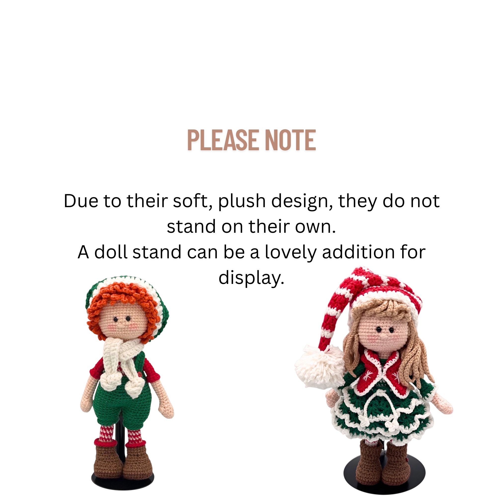 Elfo Navideño de Crochet – 23 cm / 9 in (excluyendo gorro) – Pareja o Individual (Niño y Niña) – Mezcla de Algodón – Decoración Navideña - Imagen 10