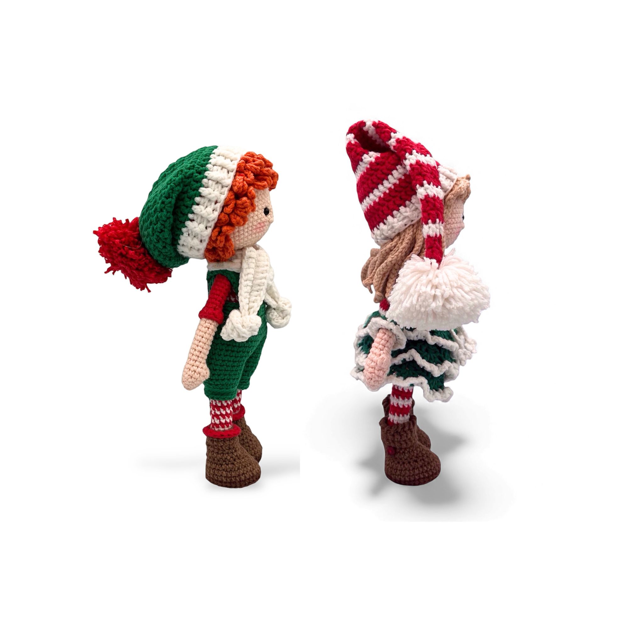 Elfo Navideño de Crochet – 23 cm / 9 in (excluyendo gorro) – Pareja o Individual (Niño y Niña) – Mezcla de Algodón – Decoración Navideña - Imagen 15