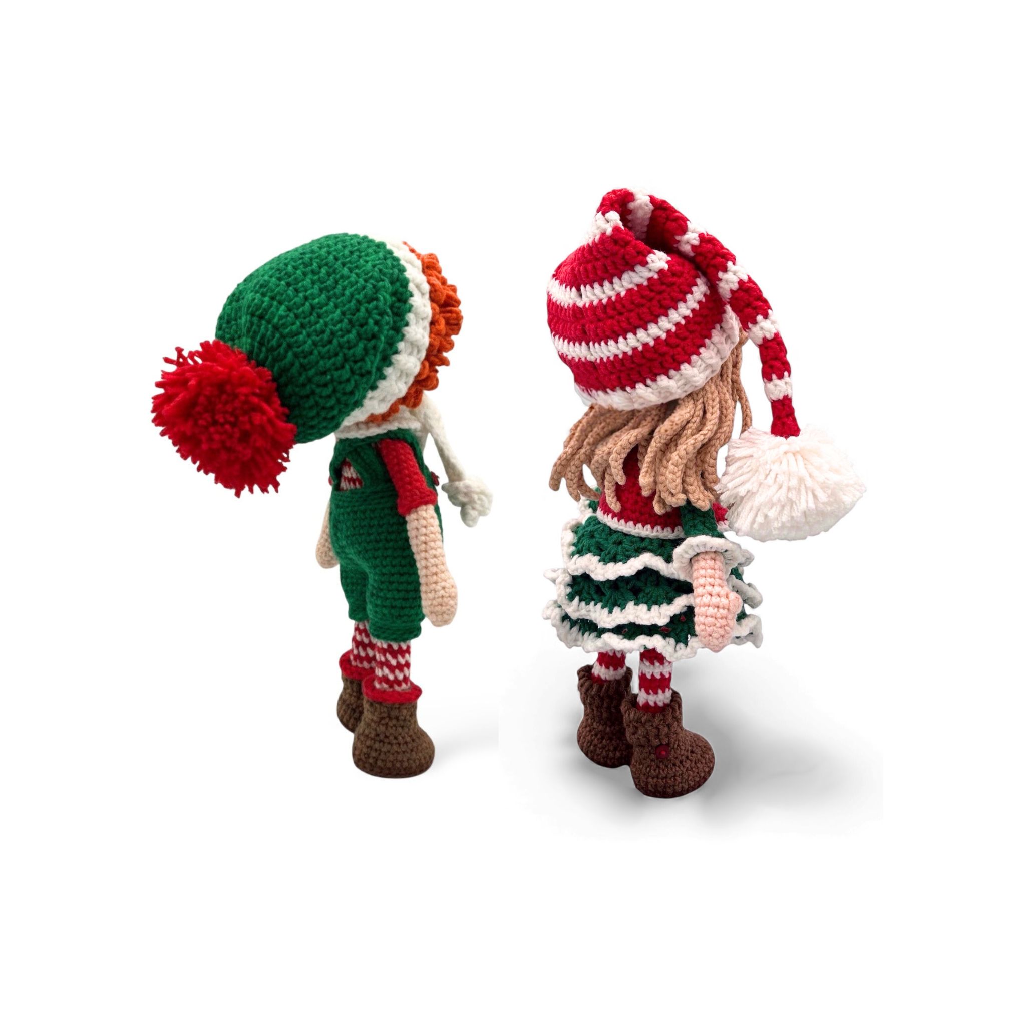 Elfo Navideño de Crochet – 23 cm / 9 in (excluyendo gorro) – Pareja o Individual (Niño y Niña) – Mezcla de Algodón – Decoración Navideña - Imagen 16