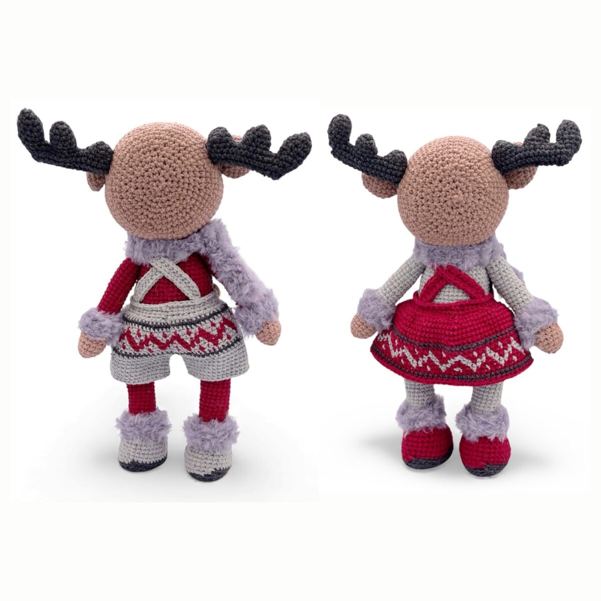 Amigurumi Reno Navideño de Crochet – 28 cm / 11 in – Pareja o Individual (Niño y Niña) – Mezcla de Algodón – Adorno nórdico de navidad - Imagen 13