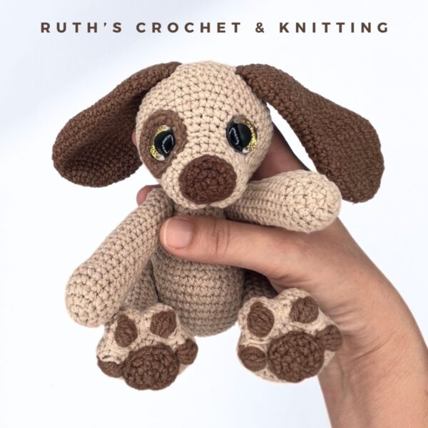 Perrito Tejido a Crochet – Juguete de Cachorro Tejido a Mano – Regalo para Baby Shower y Decoración de Guardería - Imagen 3