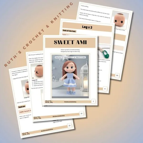 Amigurumi Crochet Doll Pattern PDF – DIY Soft Stuffed Girl Doll Tutorial (English & Spanish) – Intermediate Crochet Pattern - Image 3