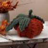 Crochet Bubble Stitch Pumpkin in terracotta – rustic fall decor, perfect for Thanksgiving table, Halloween centerpiece, shelves, or seasonal gifting