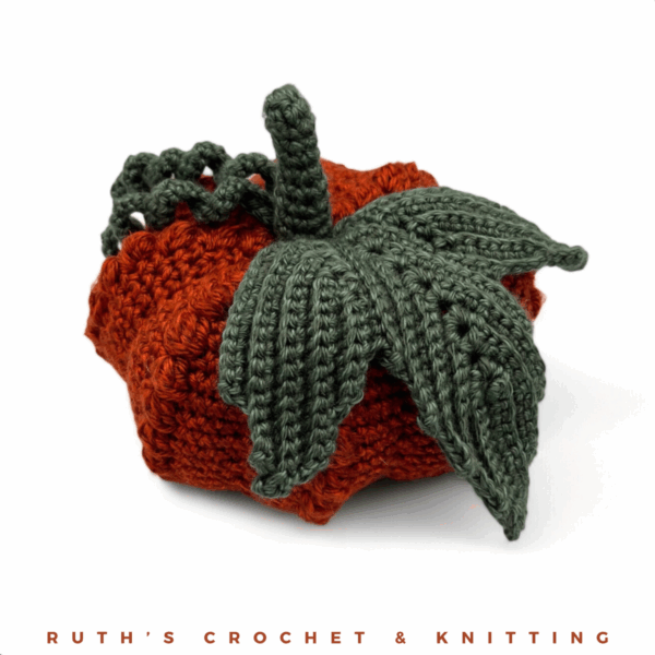 Calabaza Tejida a Crochet con punto burbuja – Decoración otoñal rústica, centro de mesa acogedor y adorno de estante en color terracota - Imagen 10