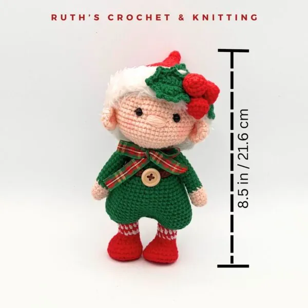 Handmade Crochet Christmas Gnome Boy – Amigurumi Plush Gift for Kids – Holiday & Winter Shelf Decor - Image 2