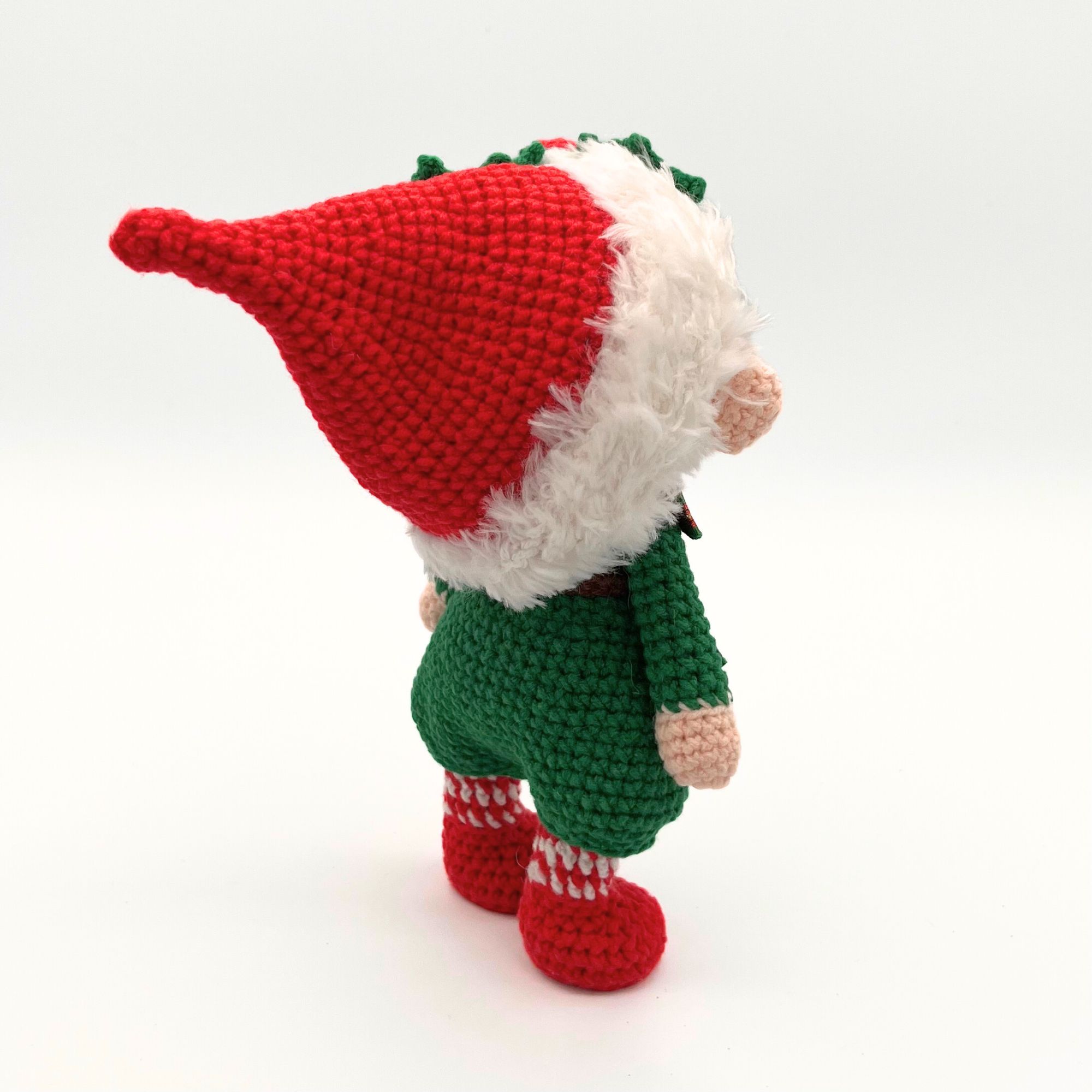 Pequeño niño elfo de navidad de crochet – 21.6 cm / 8.5 in – Mezcla de Algodón – Decoración navideña hecha a mano - Imagen 13