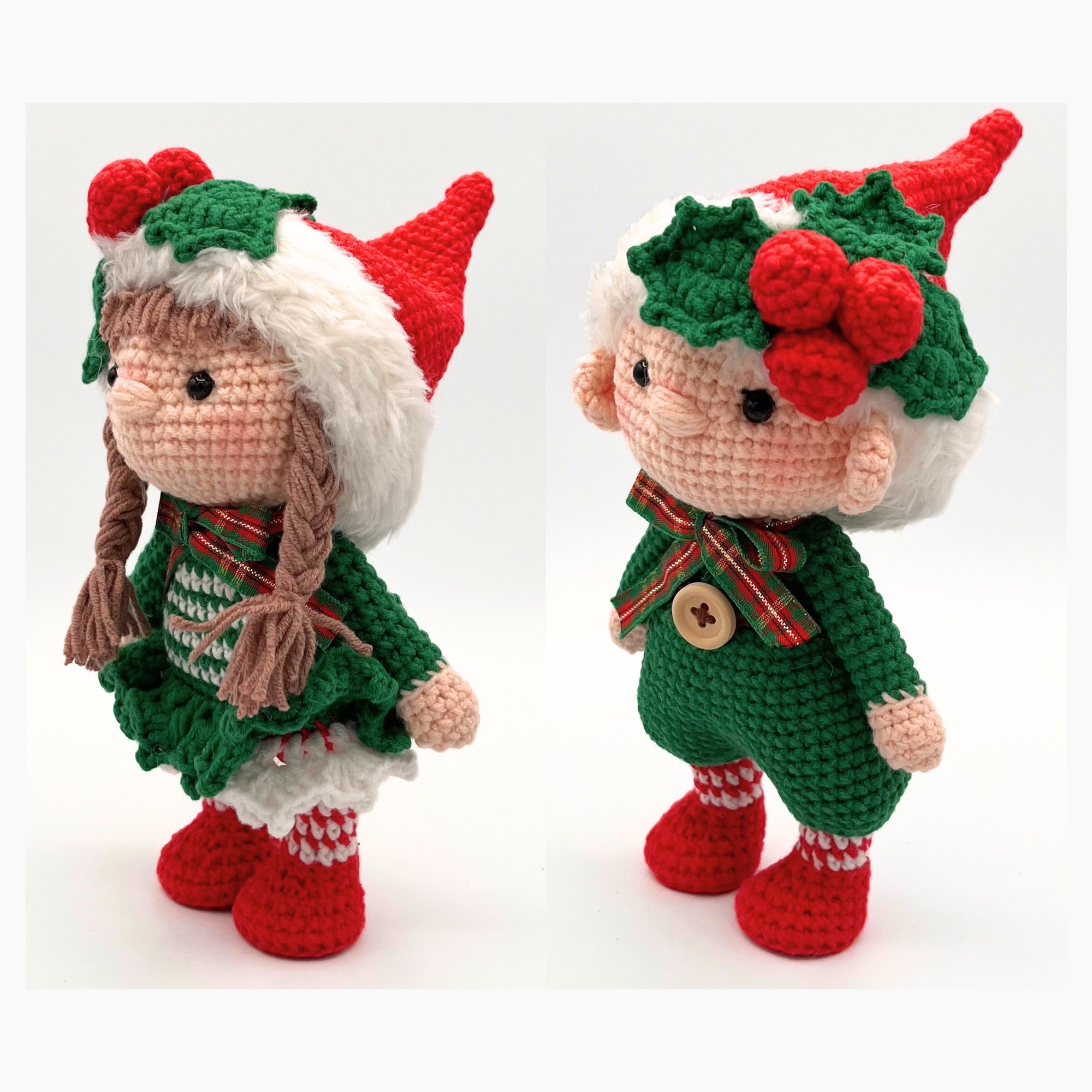 Crochet Christmas Little Elf Doll – 8.5 in / 22 cm – Pair or Individual Boy & Girl – Cotton Blend – Handmade Christmas Decor - Image 21