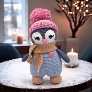 Crochet penguin toy amigurumi – eco-friendly stuffed animal toy, baby-safe gift for nursery décor or baby shower present.