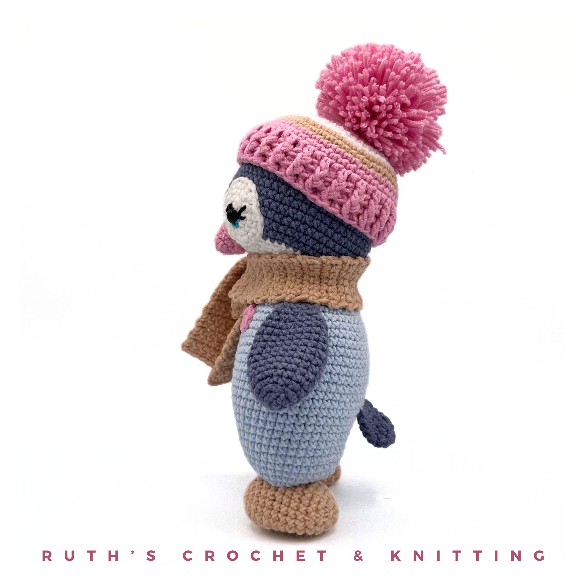 Crochet penguin toy – Handmade Eco-Friendly Plush with Pink Details for Babies & Nursery Gifts - Image 5