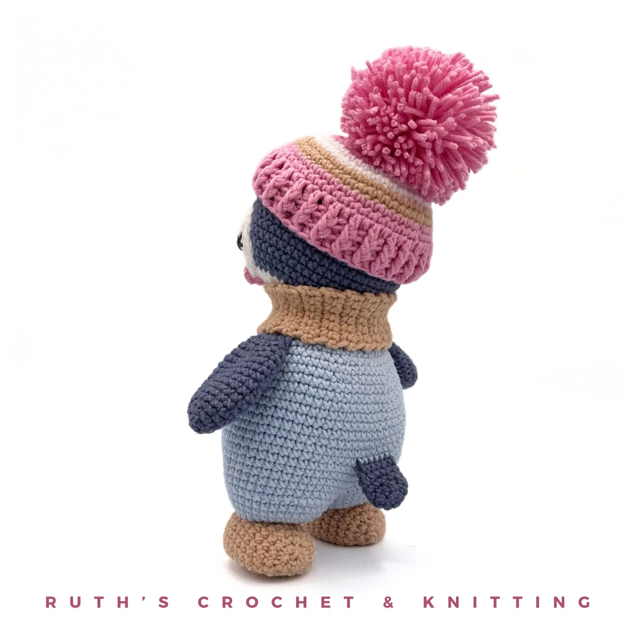 Crochet penguin toy – Handmade Eco-Friendly Plush with Pink Details for Babies & Nursery Gifts - Image 6