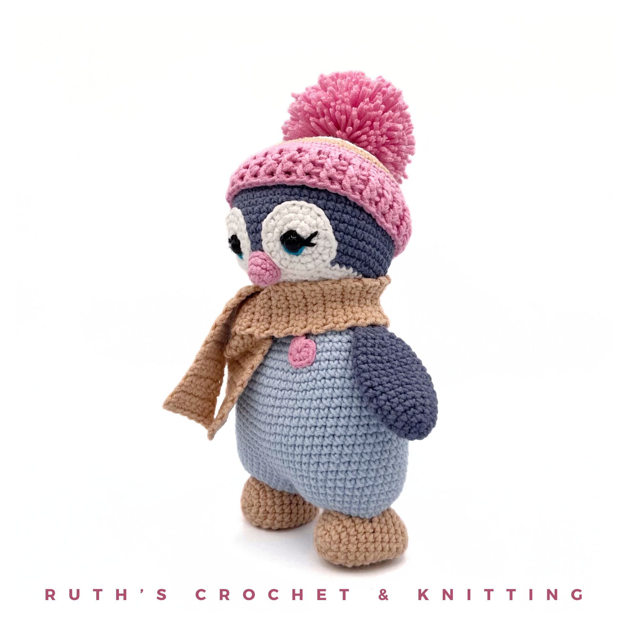 Crochet penguin toy – Handmade Eco-Friendly Plush with Pink Details for Babies & Nursery Gifts - Image 4